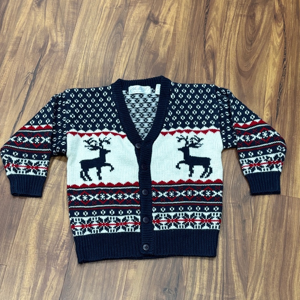 Lord & Taylor Fair Isle Deer Cardigan Sweater, size 4T